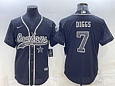 Men's Dallas Cowboys #7 Trevon Diggs Black Reflective With Patch Cool Base Stitched Baseball Jersey,baseball caps,new era cap wholesale,wholesale hats